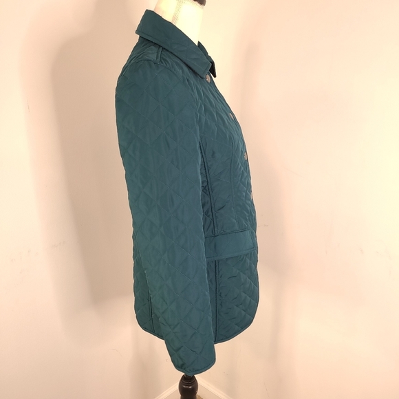 Chico's Jacket Woman XS-SM Green Quilted Snap Button Front Collared Light Fall - Picture 3 of 11